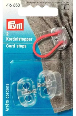 Kordelstopper, 2 Stück, Kunststoff, transparent, 23x20 mm