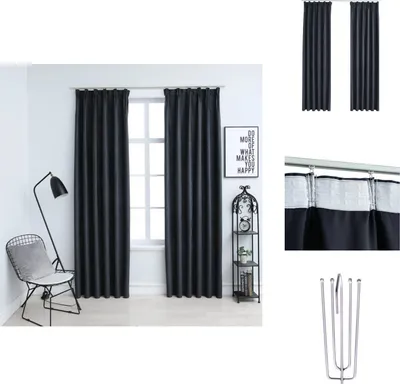 Produktbild von vidaXL Verdunkelungsvorhänge mit Haken 2 Stk. Anthrazit 140x225 cm - Vorhänge & Gardinen