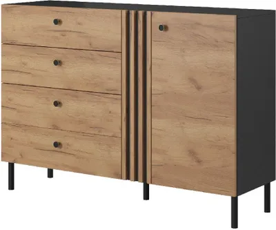 Produktbild von Kommode DECO B mit Schubladen und Türen eiche craft gold/ anthrazit