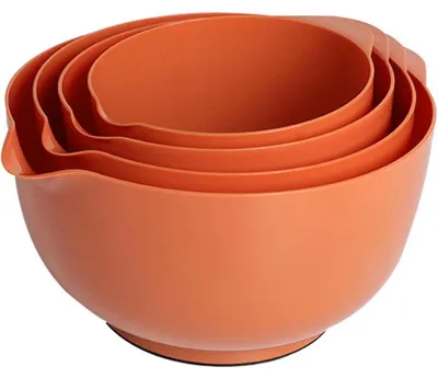 Productafbeelding van Set van 4 mengkommen van kunststof, antislip, stapelbaar, lichtbruin