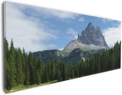 Produktbild von Wallario Premium Leinwandbild See in Berglandschaft in Größe 30 x 75 cm