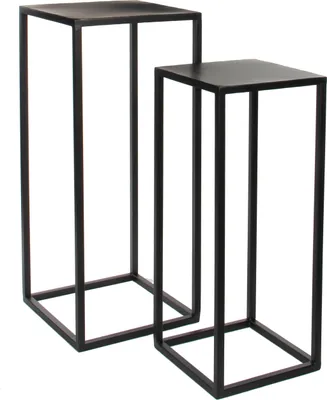 Produktbild von Mica Decorations Goa Beistelltisch - 2er-Set - L30 x B30 x H70 cm - Metall - Schwarz