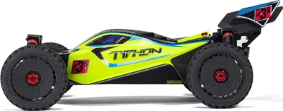 A side view of a remote-controlled car.