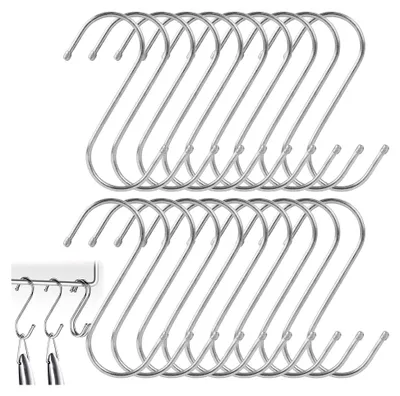 Produktbild von 20PCS S Haken 9cm, Zum Aufhängen Aus Edelstahl Für Küche Badezimmer Schrank Garten Und Haushalt Vielseitige Haken Zum Einhängen Für Ordnung Und Flexible Aufbewahrungslösungen