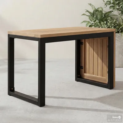 Produktbild von home24 Beistelltisch - Stahl / Akazie Massiv - Braun