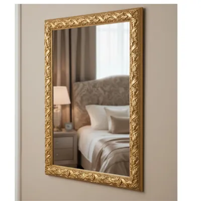 Immagine prodotto di MO.WA specchio da parete moderno oro 69x49 rettangolare cornice in legno classico camera da letto corridoio poltrona specchio guardaroba specchio medicazione soggiorno