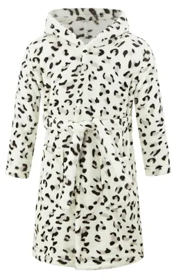Imagen del producto de Bata para niños con capucha, de franela, para edades de 1 a 2 años, con estampado de leopardo, ideal para usar en casa