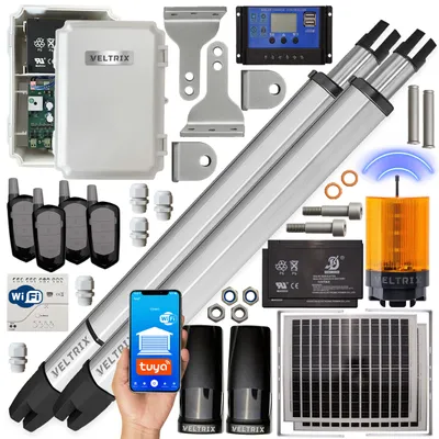 Produktbild von Antrieb für ein zweiflügeliges Tor (2 x 2 m, 400 kg) + SOLAR-SET x2 + WLAN + 4 Fernbedienungen