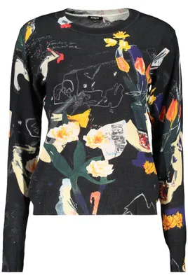 Produktbild von Moderner Damenpullover: Schwarz, Langarm, Rundhals - Stilvolles Muster