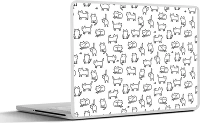 Produktbild von MuchoWow® Laptop Aufkleber Sticker Cover Mädchen - Katze - Muster - Mädchen - Kinder - Kinder 36.5x27.5 cm - Laptop-Sticker