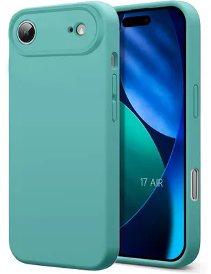Image de Coque pour iPhone Air, Silicone Liquide Protection Slim Antichoc Anti-Rayures Vert Bleu