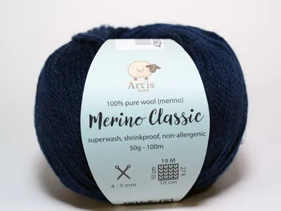 Produktbild von Merino Classic Art'is Yarn 100% Wolle Superwash (50g/100m) (200 nachtblau)