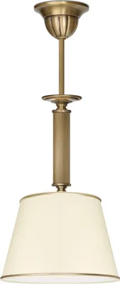 Produktbild von Messing Pendelleuchte elegant Stoffschirm Goldpatina 50cm O20cm E27 60W Esstisch Küche Wohnzimmer handgefertigt