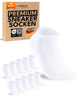 Produktbild von Sneaker Socken Herren Damen atmungsaktiv mit Mesh-Streifen - 70112T Weiß 43-46 10 Paar