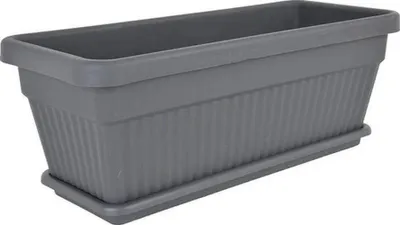 Image de Bloembak Plastique avec bac 75 x 30 cm 42 L Anthracite Bac à plantes avec système de drainage