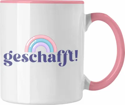 Produktbild von Trendation - Geschafft Tasse Geschenk Bestanden Abi Master Bachelor Ausbildung Geschenkidee (Rosa)