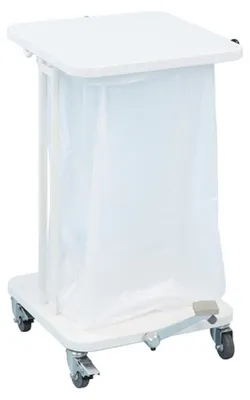Produktbild von Abfallsackständer mit Deckel und Fußpedal | 40 Liter, HxBxT 60x37x43cm | Weiß