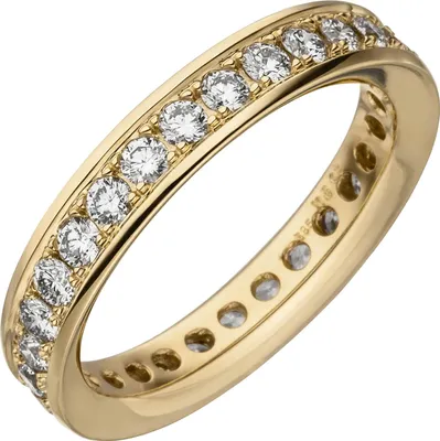 Produktbild von Memory-Ring aus 585 Gold Gelbgold mit Diamanten Brillanten W-SI rundum B: 4,2mm Innenumfang 60mm  Ø19.1mm