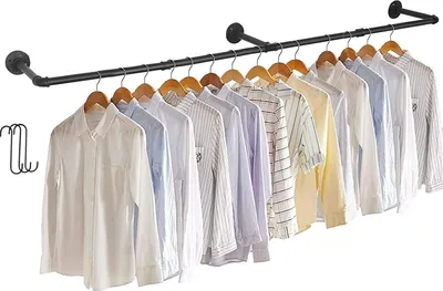 Produktbild von Wandmontierte Kleiderstange, Garderobenstangen, Wandmontage, abnehmbarer Kleiderständer, platzsparend, verstellbar von 90–180 cm