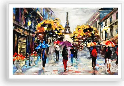 Produktbild von Gerahmtes Poster - Weißer Rahmen - Paris Stadt Zuhause - 91,5x61 cm - Wand Bild - Wanddeko - Wandbilder - Kunstposter - Wandposter - Bilderrahmen - Bilder - Kunstdruck - Wandbild - P2WAA91x61-3941