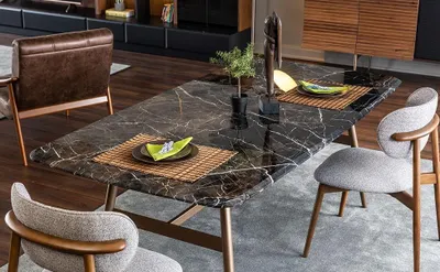 Produktbild von Esszimmertisch Esstisch Tisch Essecke Marmor Schwarz Esszimmer Design