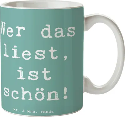 Produktbild von Mr. & Mrs. Panda Tasse Spruch Freude Schön - Meeresbrise - Geschenk, Magie der Worte, Motivation, Liebe, Teetasse, besondere Geste, Becher, Glück, Zitat, Trinkbecher
