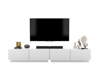 Zdjęcie produktu dla Uniwersalna Komoda RTV Industrialna Szafka RTV Loft Biały Mat zestaw 240 cm