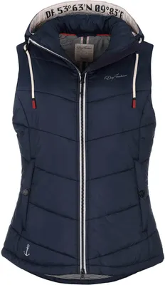 Produktbild von Dry Fashion Damen Steppweste Rügen mit abnehmbarer Kapuze - Leichte Weste mit taillierten Schnitt in Navy Größe 42