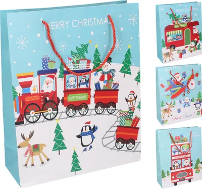 Image de Sac cadeau M 26x32x10 cm Noël