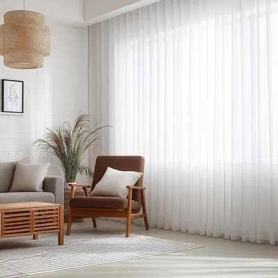 Obrázek produktu pro Bílá záclona s volánovou stuhou, výška 245 cm, šířka 750 cm