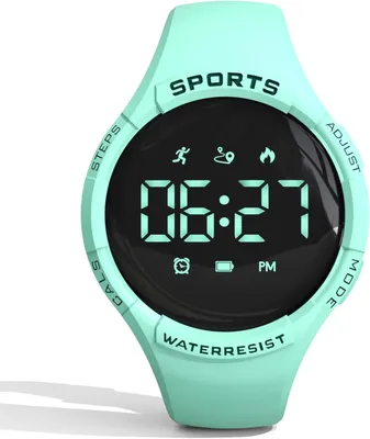 Productafbeelding van Kinderfitnesshorloge met stappenteller en calorieënindicator – digitaal horloge zonder app/smartphone, waterdicht, wekker, stopwatch, siliconen bandje voor jongens en meisjes