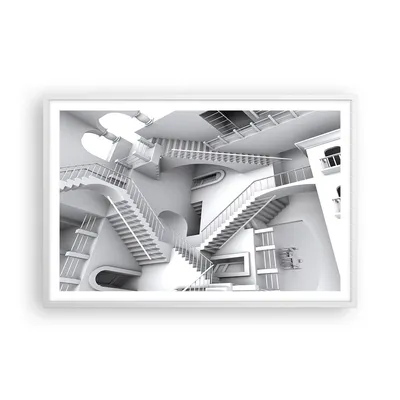 Produktbild von Gerahmtes Poster - Weißer Rahmen - Wissenschaft Illusion Treppen - 91,5x61 cm - Wand Bild - Wanddeko - Wandbilder - Wandposter - Bilderrahmen - Bilder - Kunstdruck - Wandbild - P2WAA91x61-4277