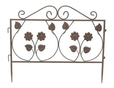 Produktbild von Steckzaun "Blume" aus Metall, braun, 57x45 cm, Dekozaun, Gartenzaun, Beetzaun, Beeteinfassung, Zierzaun
