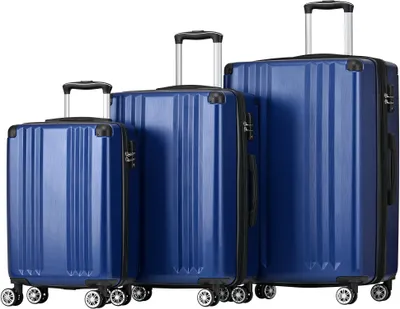 Produktbild von AIORBER Kofferset,Spinner-Räder,großes Fassungsvermögen,Multilock-Teleskopstange,gebürstete Oberfläche, geeignet für Reisen,Geschäftsreisen,Marineblau