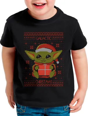 Produktbild von style3 Galactic Christmas Kinder T-Shirt xmas weihnachten weihnachtspullover pulli ugly sweater strick