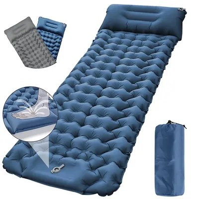 Produktbild von Isomatte Camping Aufblasbar, 9cm Dicke Isomatte Camping Ultraleicht mit Kissen Isomatte Selbstaufblare Schlafmatte, wasserdichte & Faltbare,196 x 68cm