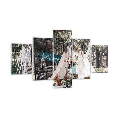 Produktbild von Bilder auf glas - 5 Teile - Jungvermählten Liebe Landschaft - 125x70cm - Glasbilder - Wandbilder - Bilder - Wanddekoration aus Glas - Glas Bilder - Wandbild auf Glas - GEA125x70-4642