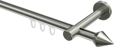Produktbild von Interdeco Innenlaufstange / Gardinenstange mit Innenlauf Edelstahl-Optik, Typ Sinux Castello (Doppelkegel), 16 mm Ø 1-läufig, 600 cm
