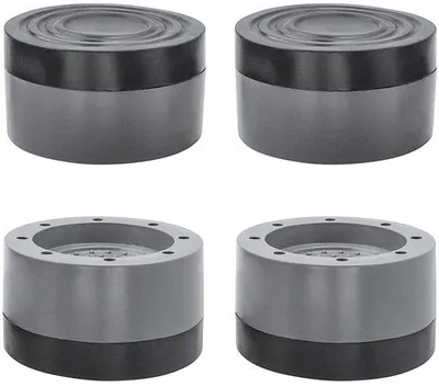 Produktbild von Waschmaschinen-Fußpads – Vibrationsdämpfer – Rutschfest – Gummimatte – Fixierbügel – 4 Stück