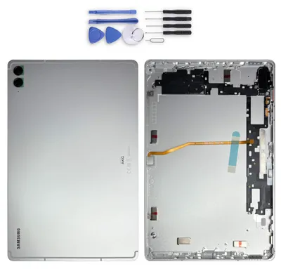 Imagen del producto de Tapa de batería para Samsung Galaxy Tab S9 FE Plus, modelo GH82-32703B, color plateado. Pieza de repuesto