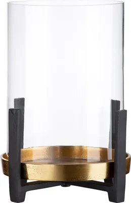 Image de Gilde Windlicht, "Nuro", Aluminium, goldfarben, schwarz, VE 1, L. 23 cm, B. 23 cm, H. 29 cm  67892