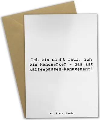 Produktbild von Mr. & Mrs. Panda valentinstagskarte Spruch Handwerker Pausen - Weiß - Geschenk, dankeskarten, Beruf, Berufsliebe, Geschenke, babykarte, mit Herz, Arbeitsrhythmus