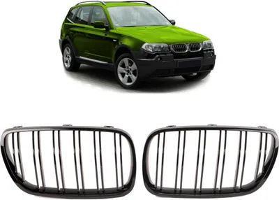 Produktbild von Kühlergrill SET Schwarz Hochglanz Doppelsteg passend für BMW X3 E83 LCI 06-11