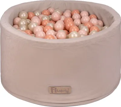 Image de Piscine en mousse Flumi 90x40 cm avec 200 balles ∅7 cm – beige + balles pêche