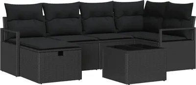 Image de Ensemble de canapés de jardin vidaXL avec coussins et rangement, en polyrotin