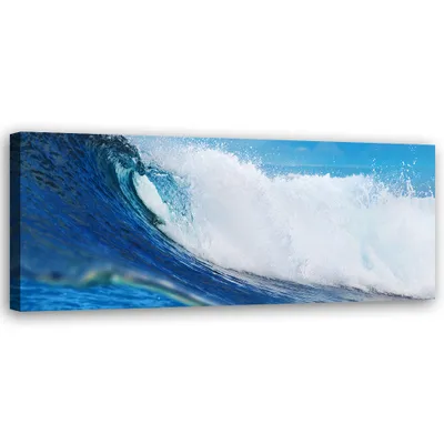 Produktbild von Leinwandbild Blaue Welle 150x50 Feeby Blau bild für die wand bereit zum aufhängen