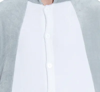 Close-up view of the front of a onesie.