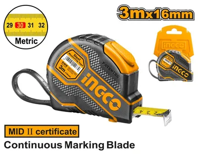 Obrázok produktu pre Zvinovací meter s automatickým zámkom 10m x 25mm Ingco