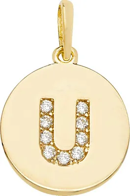 Produktbild von Atemberaubender 9 Karat (375) Gold Buchstaben / Initiale Damen - Anhänger mit Zirkonia - 18mm*12mm; TRS35326LTU