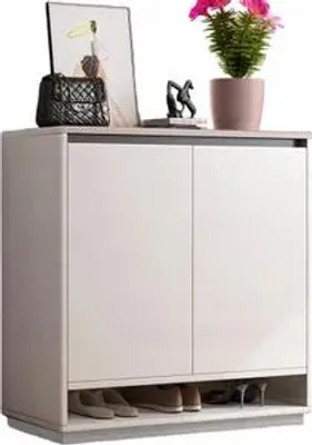 Zdjęcie produktu dla Nowoczesna Komoda Szafka Biała Pojemna Na Buty Obuwie Regał 2 Drzwi Wąska